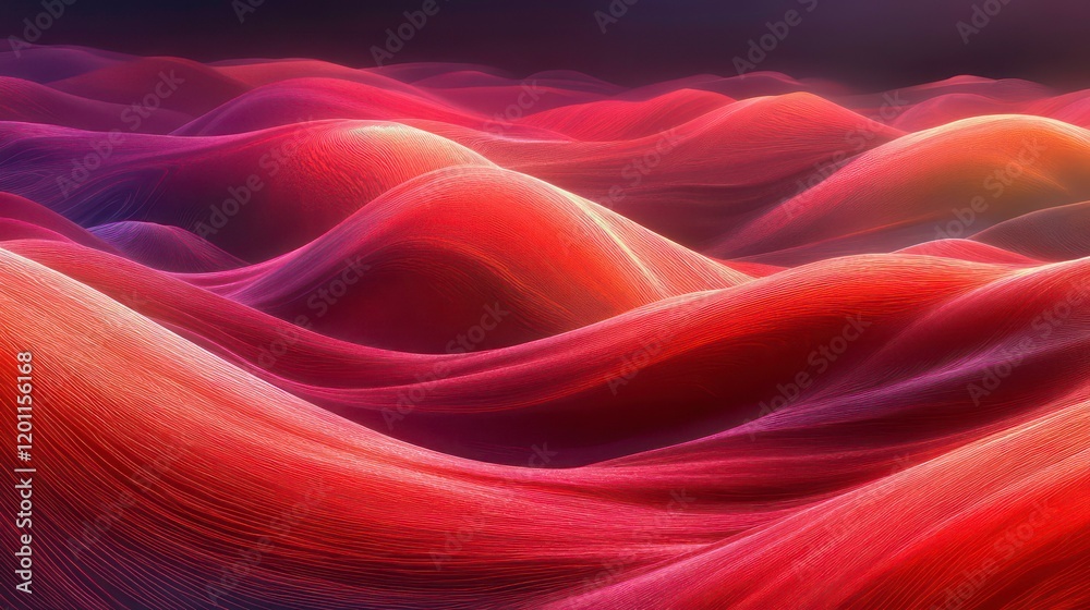 Obraz premium Abstract red and orange wave landscape.