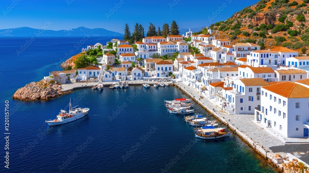 Naklejka premium Picturesque Greek Island Town