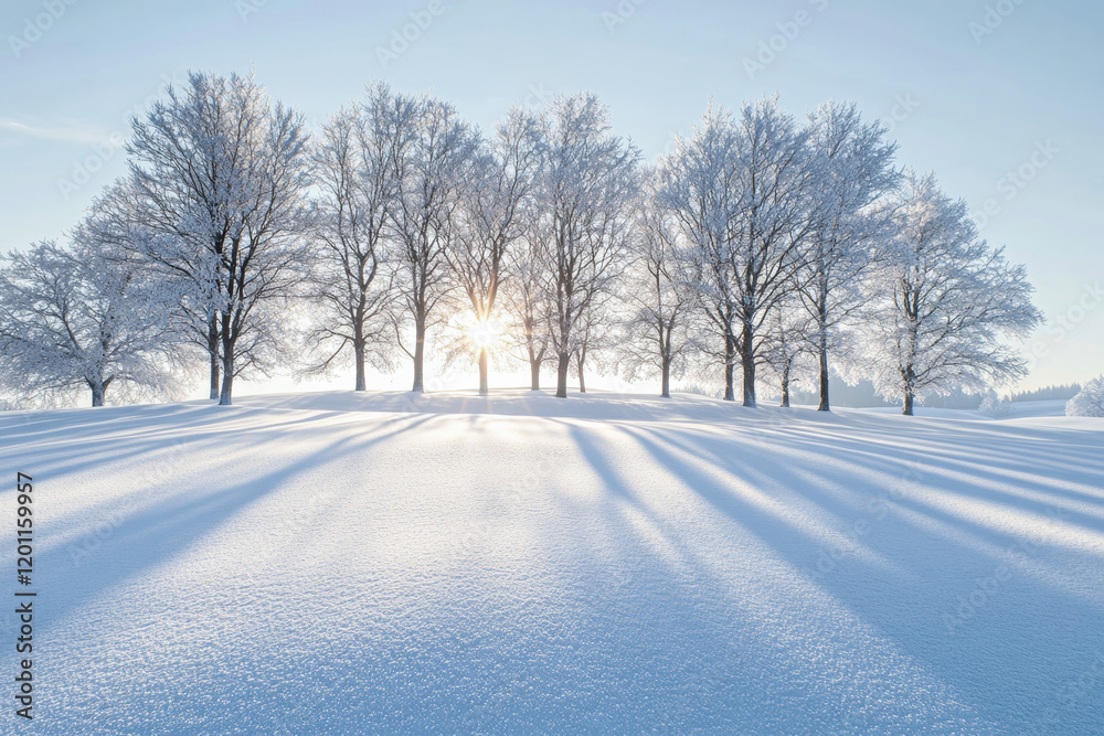 Radiant Winter Landscape With Trees And Snow Shadows Radiant Winter Landscape With Trees And Snow Shadows