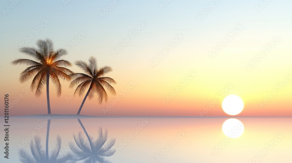 Fototapeta premium Tranquil Sunset Palm Beach
