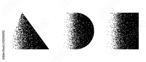 Futuristic illustration of geometric shapes. Vector 3D cloud of destroyed particles.