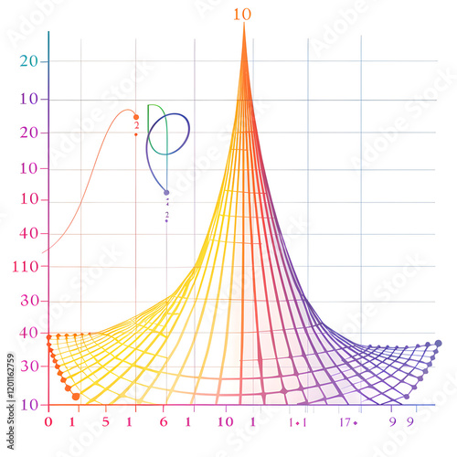 Natural Logarithm Function ln(x) Illustrated on a Coordinate System photo