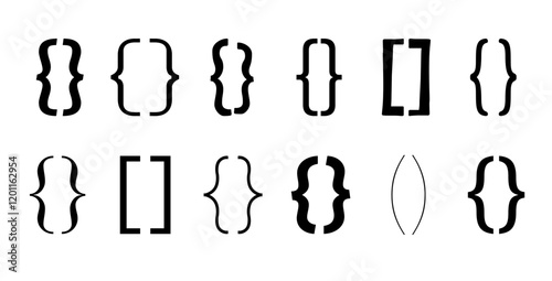 Text bracket. Vintage curly brackets symbol. Typography punctuation shapes. Vector illustration