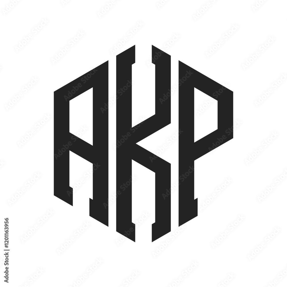 AKP Logo Design. Initial Letter AKP Monogram Logo using Hexagon shape AKP Logo Design. Initial Letter AKP Monogram Logo using Hexagon shape