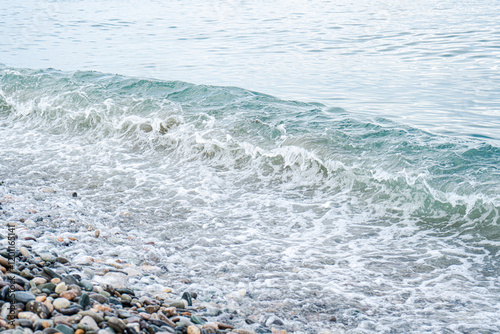 Fototapeta Naklejka Na Ścianę i Meble -  Sea waves on the pebbles shore