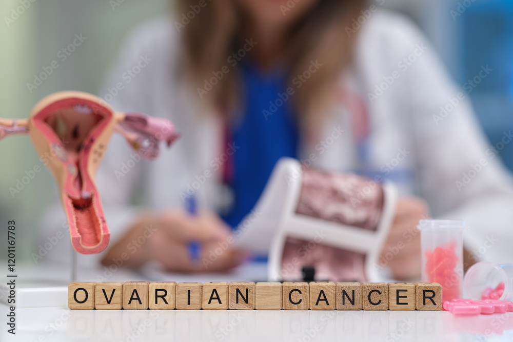 A visual representation aimed at raising awareness and educating about ovarian cancer in healthcare settings