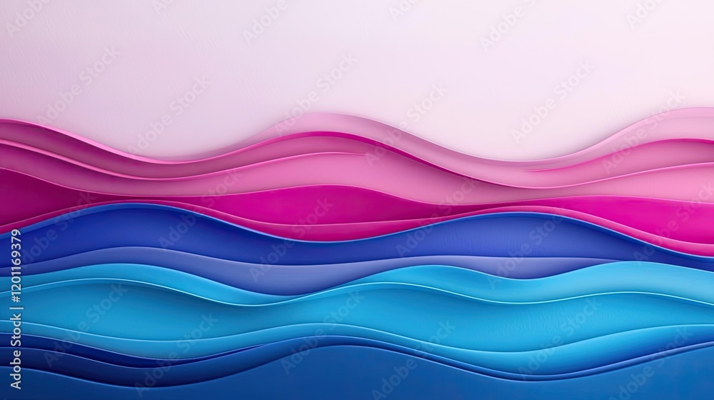 Obraz premium Fluid watercolor concept. A vibrant abstract design featuring flowing waves in pink and blue tones.