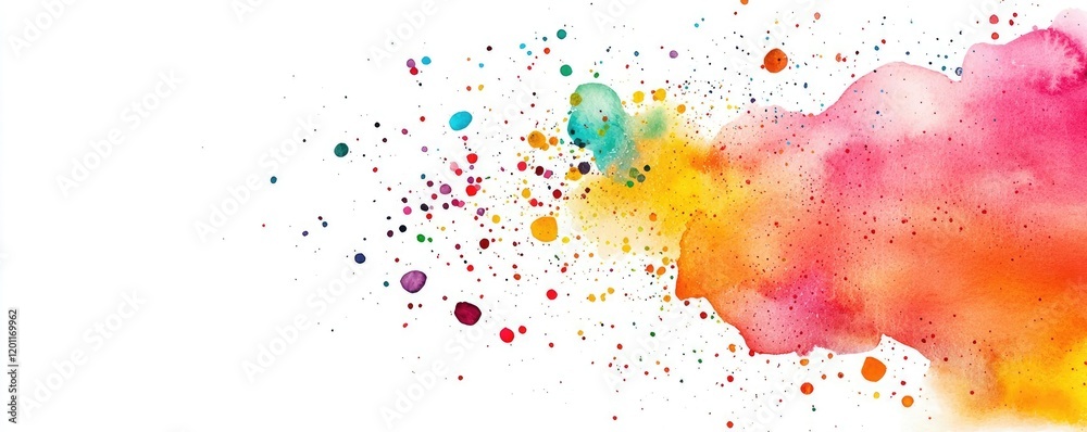 Obraz premium Explosion watercolor idea. Vibrant watercolor splash in bright colors for creative projects and designs.