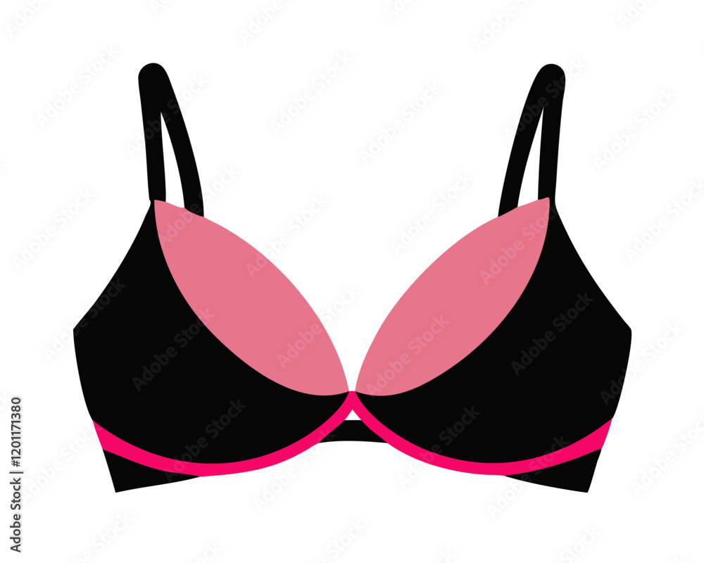 Black and Pink Bra with Stylish Design and Enhanced Comfort,bra isolated on white