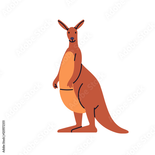 Kangaroo, cute marsupial animal. Funny Australian tropical mammal standing, l...