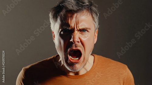 a man with his mouth open and his hands on his face photo