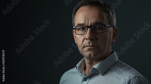 a man with glasses and a shirt photo