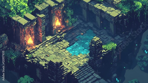 Pixel art dungeon background for 8 bit games.