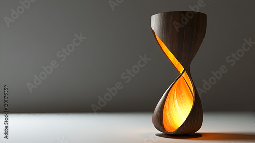 Elegant Wooden Hourglass Shaped Lamp Illuminates Room
