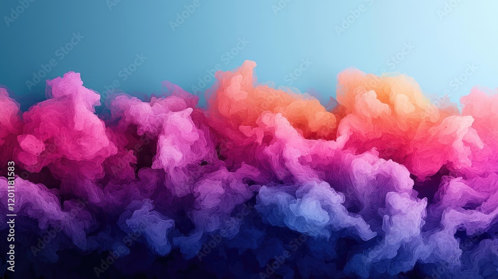 Fototapeta premium Fluid watercolor concept. Colorful smoke waves create an abstract and vibrant background for creative designs.