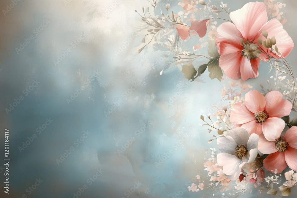 Obraz premium Beautiful floral arrangement with soft colors and gentle background tones in a serene setting