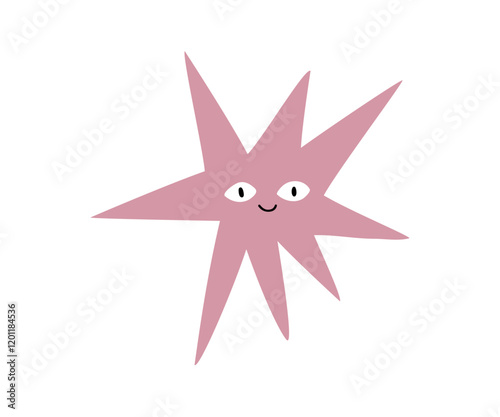 Cute star with emotions drawn in flat style. Hand drawn vector illustration.