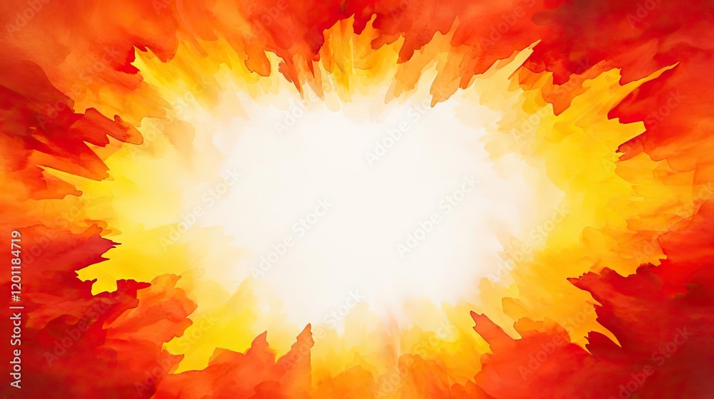 Naklejka premium Explosion watercolor idea. A vibrant explosion of colors representing energy and dynamism, bursting forth.