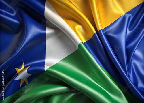 Ireland & Tokelau Flags: Fabric Texture Close-Up, High Depth of Field photo