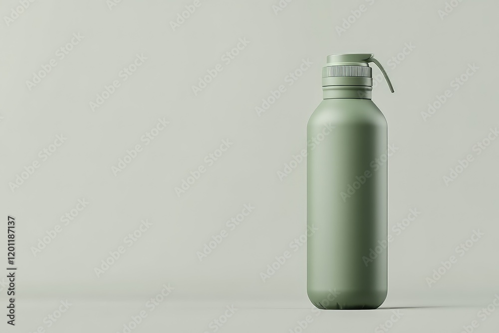 A matte-finished sport bottle with a sleek design and customizable area for brand logos, isolated on a light gray background. A matte-finished sport bottle with a sleek design and customizable area for brand logos, isolated on a light gray background.