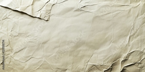 Aged wrinkled ecru paper background with subtle textures and soft hues creates a vintage aesthetic ideal for creative projects and designs.