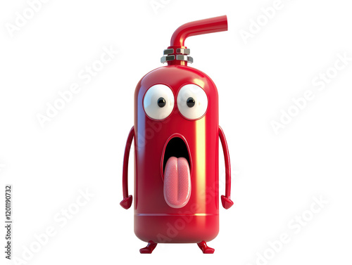 Isolated Cartoon Fire Extinguisher with Tongue Out photo