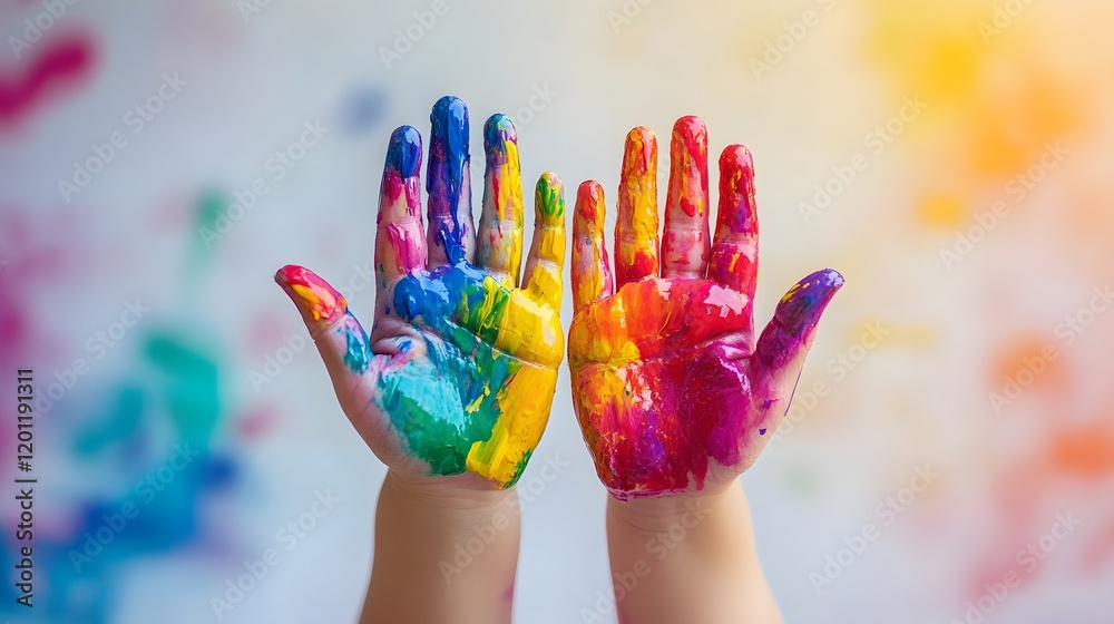 custom made wallpaper toronto digitalColorful painted hands child art creation