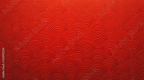 Chinese new year red background design with traditional Chinese wave patterns photo