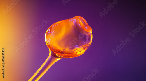 a close up of a glass spoon with a liquid photo