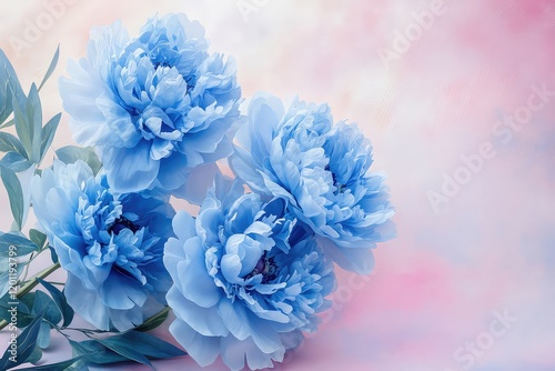 Wallpaper Mural A luxurious floral arrangement of blue peonies on a pastel backdrop, perfect for Valentineâ€™s or Easter designs. Torontodigital.ca