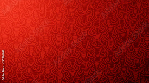 Chinese new year red background design with traditional Chinese wave patterns photo