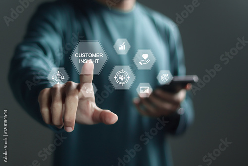 Customer insight marketing concept. Using customer insight to build strong customer relationship and increase customer loyalty.