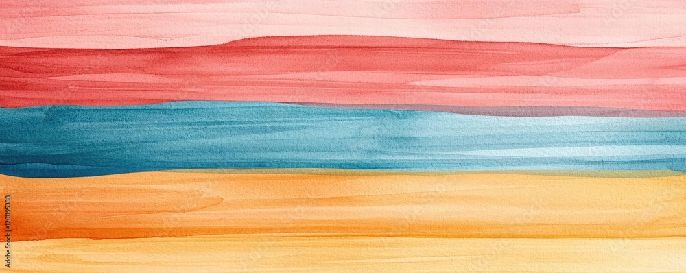 Dry watercolor concept. Abstract watercolor background with vibrant horizontal stripes in various colors.