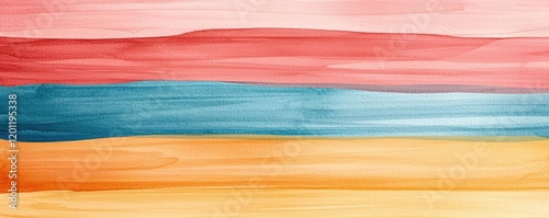 Obraz na płótnie Dry watercolor concept. Abstract watercolor background with vibrant horizontal stripes in various colors. w salonie