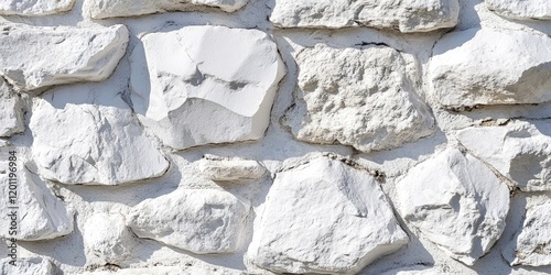 Whitewashed stone wall texture with irregular shapes and a light gray background showcasing weathered qualities and subtle paint layers photo