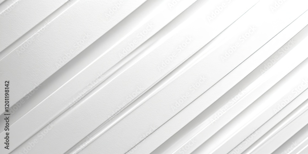 Obraz premium Striking abstract texture of sleek white diagonal stripes creating depth and dimension on a smooth surface with subtle shadows and highlights