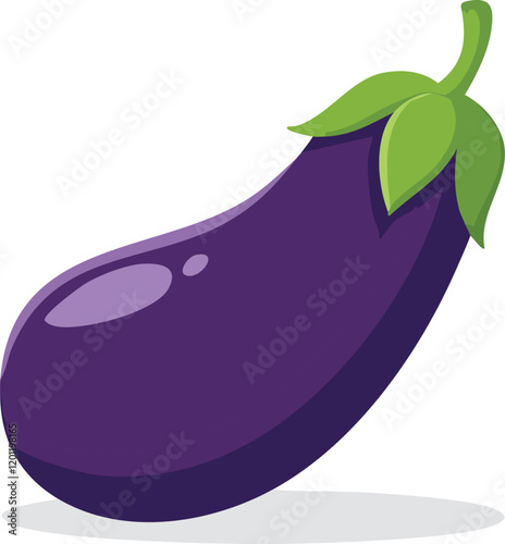 Eggplant Vegetable Cartoon Vector Icon, and Food Nature Icon Concept Isolated Premium Flat design.