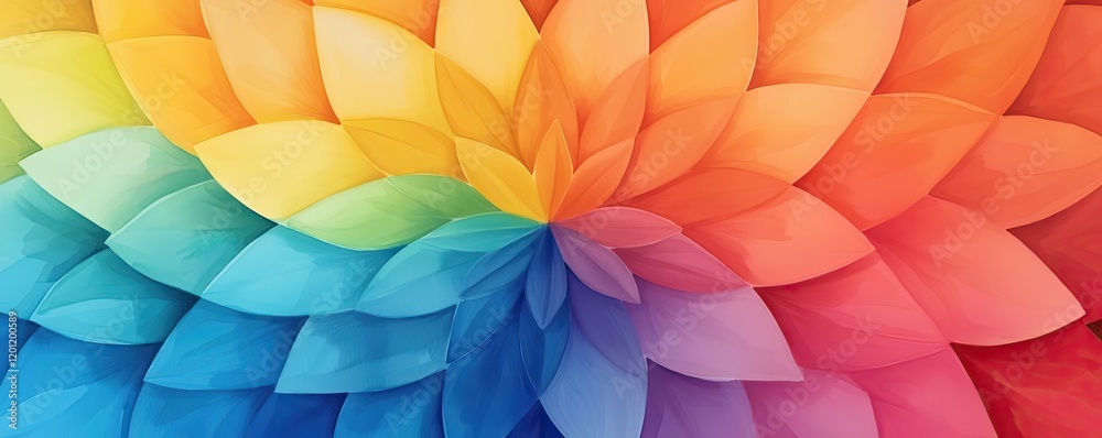 Obraz premium Mandala watercolor idea. Vibrant and colorful petal patterns creating a stunning abstract design.