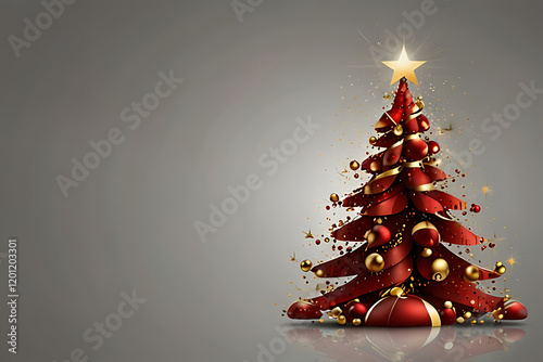 Decorated Christmas tree on a dark background. photo