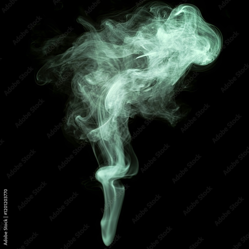 Abstract Green Smoke Photography: Wispy Texture on Black Background Abstract Green Smoke Photography: Wispy Texture on Black Background