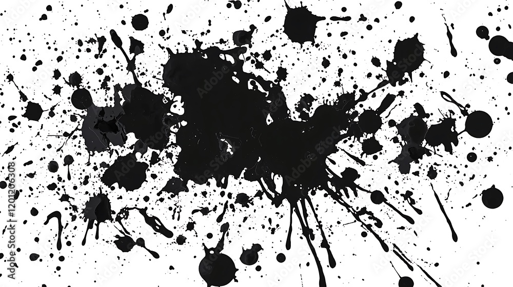 A black and white image of a splatter of ink on a white background A black and white image of a splatter of ink on a white background