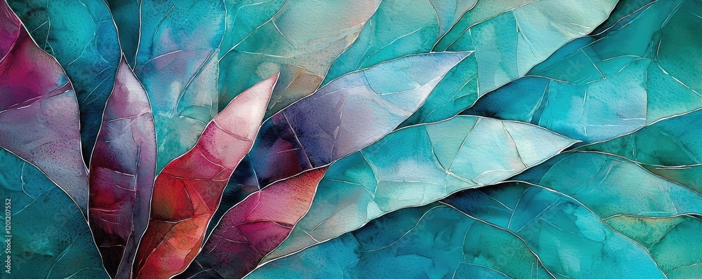 custom made wallpaper toronto digitalGlazed watercolor idea. Vibrant abstract leaves with rich colors create a stunning visual effect.