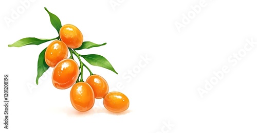 Illustration of kumquat, in a vector design with ample copy space for text.
