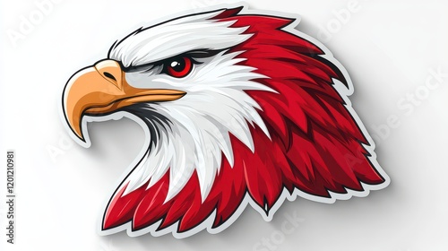 Red and white eagle head profile illustration. photo