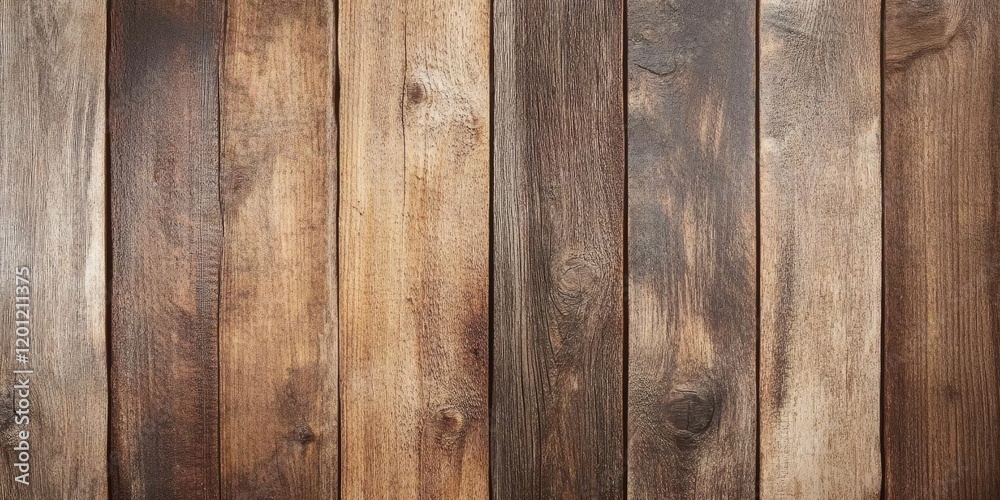 Fototapeta premium Rustic wooden planks in earthy brown tones arranged vertically creating a warm and natural background texture for rustic themed designs