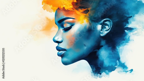 Glazed watercolor idea. A vibrant abstract portrait showcasing creativity and cultural identity.