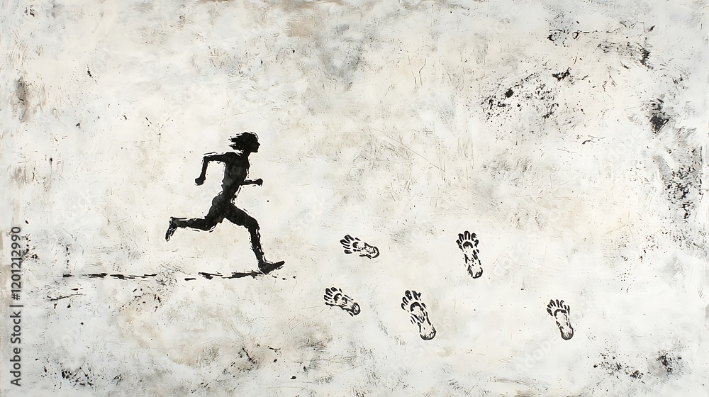 Fototapeta premium A woman running with her feet in the air