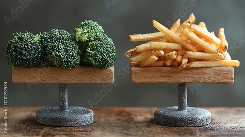 Broccoli Vs French Fries Healthy Eating Choice Comparison
