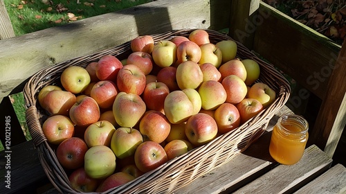 Fresh Apple Harvest Basket and Homemade Apple Cider