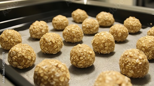 Homemade Oatmeal Energy Balls Baking Tray Ready
